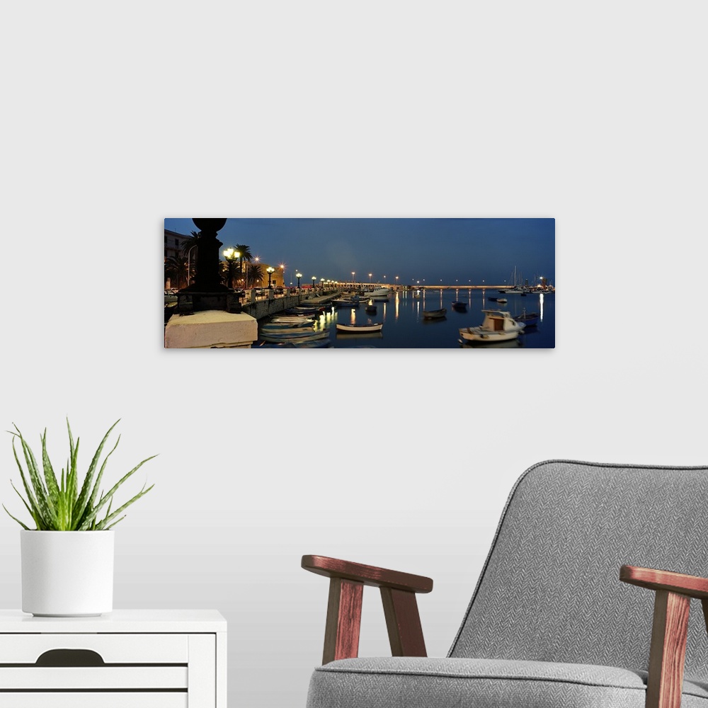 A modern room featuring Boats at a harbor, Bari, Itria Valley, Puglia, Italy