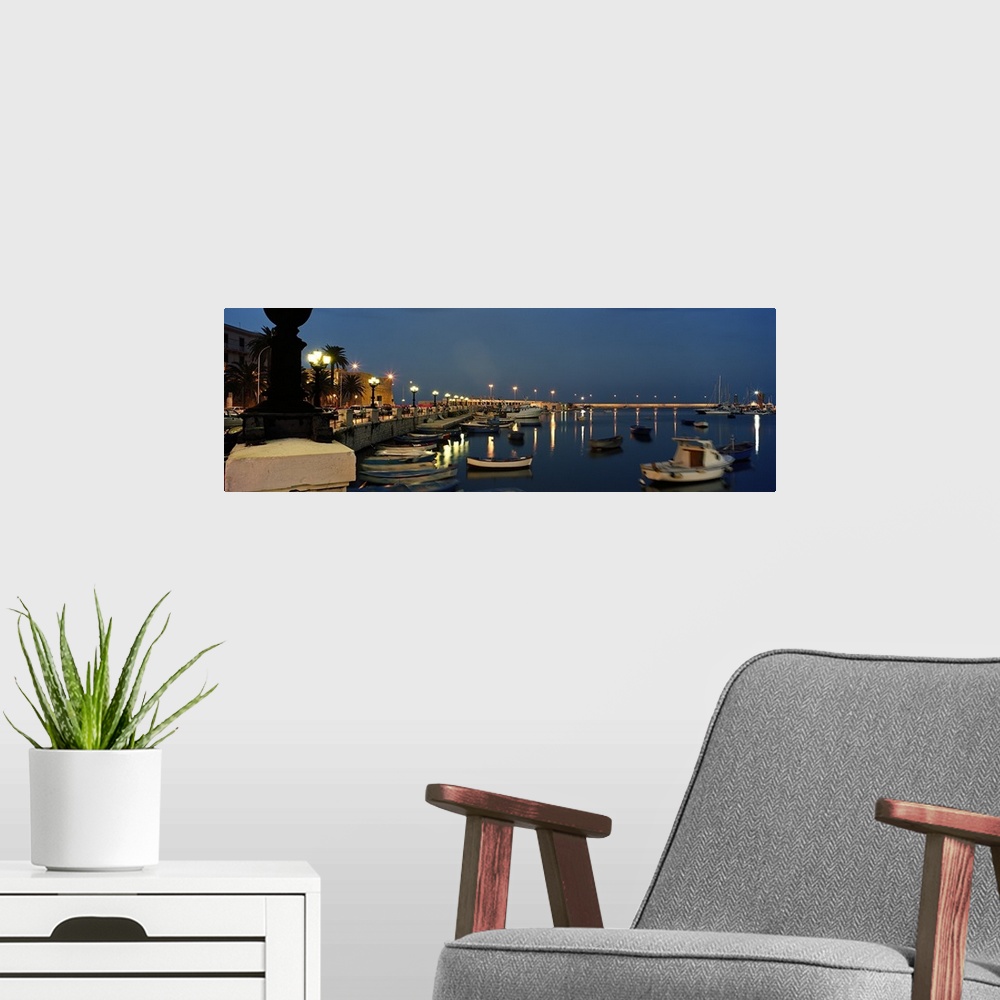A modern room featuring Boats at a harbor, Bari, Itria Valley, Puglia, Italy