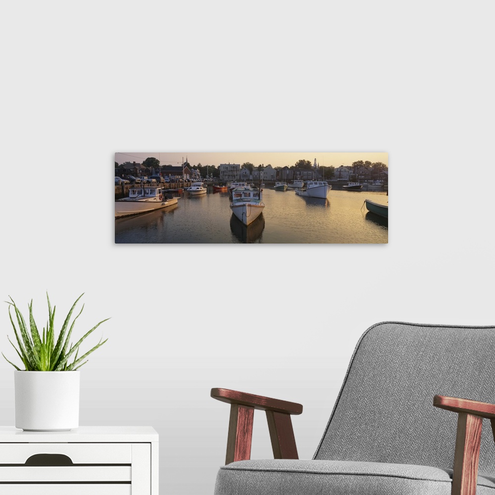 A modern room featuring Boats at a harbor, Rockport, Massachusetts