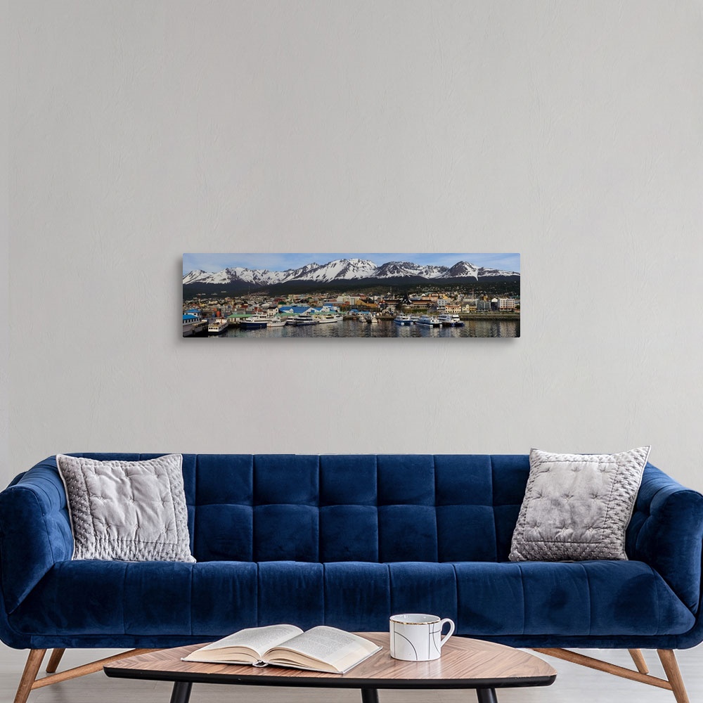 A modern room featuring Boats at a harbor, Ushuaia, Tierra Del Fuego, Patagonia, Argentina