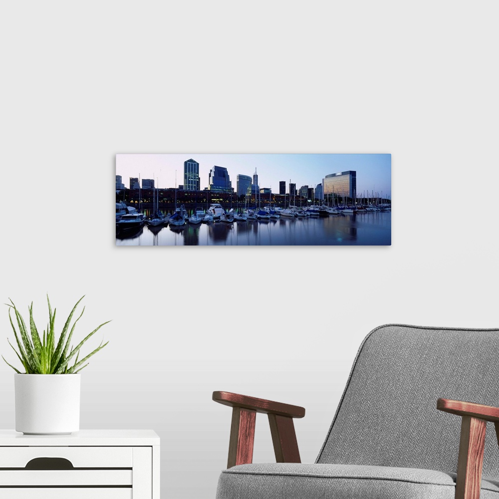 A modern room featuring Boats docked at a harbor, Puerto Madero, Buenos Aires, Argentina