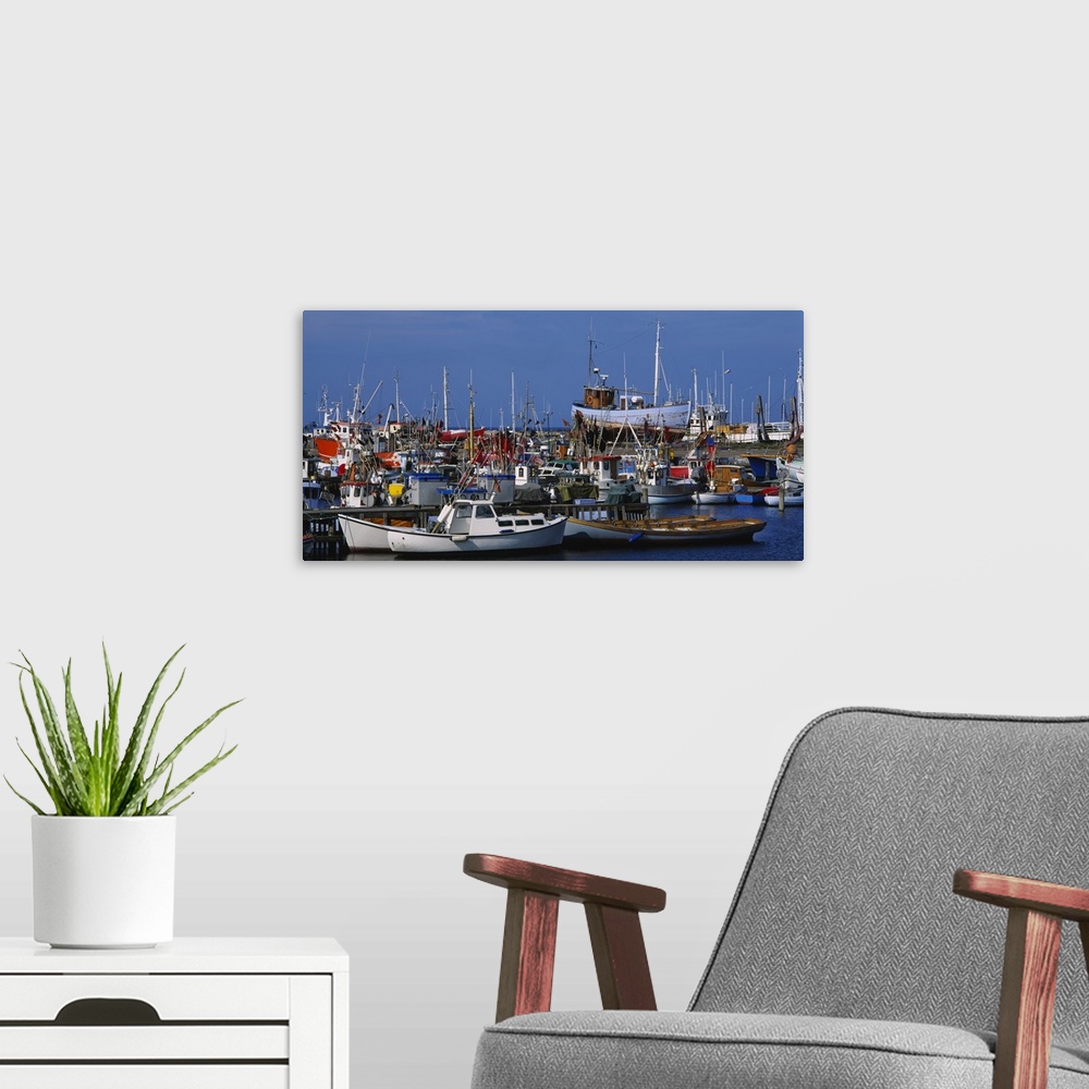 A modern room featuring Boats docked at the harbor, Sjaelland, Denmark