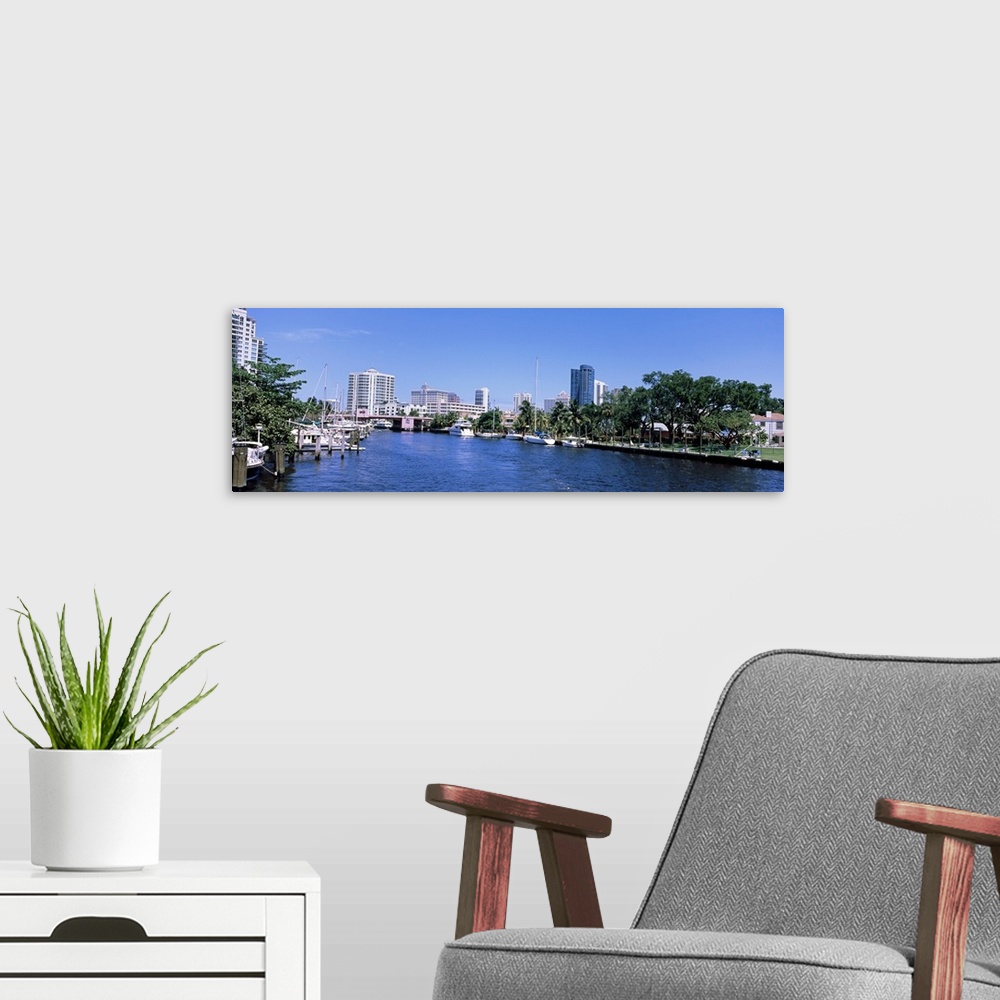 A modern room featuring Boats in a canal, Fort Lauderdale, Broward County, Florida