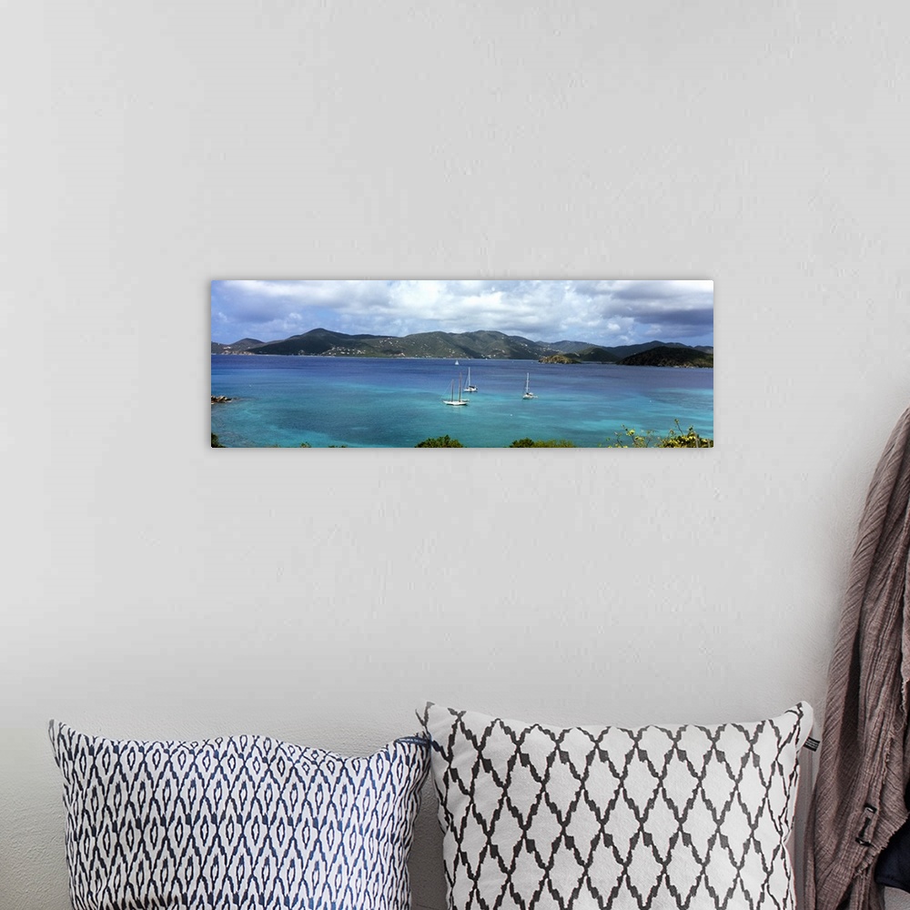 A bohemian room featuring Boats in the sea, Coral Bay, St. John, US Virgin Islands