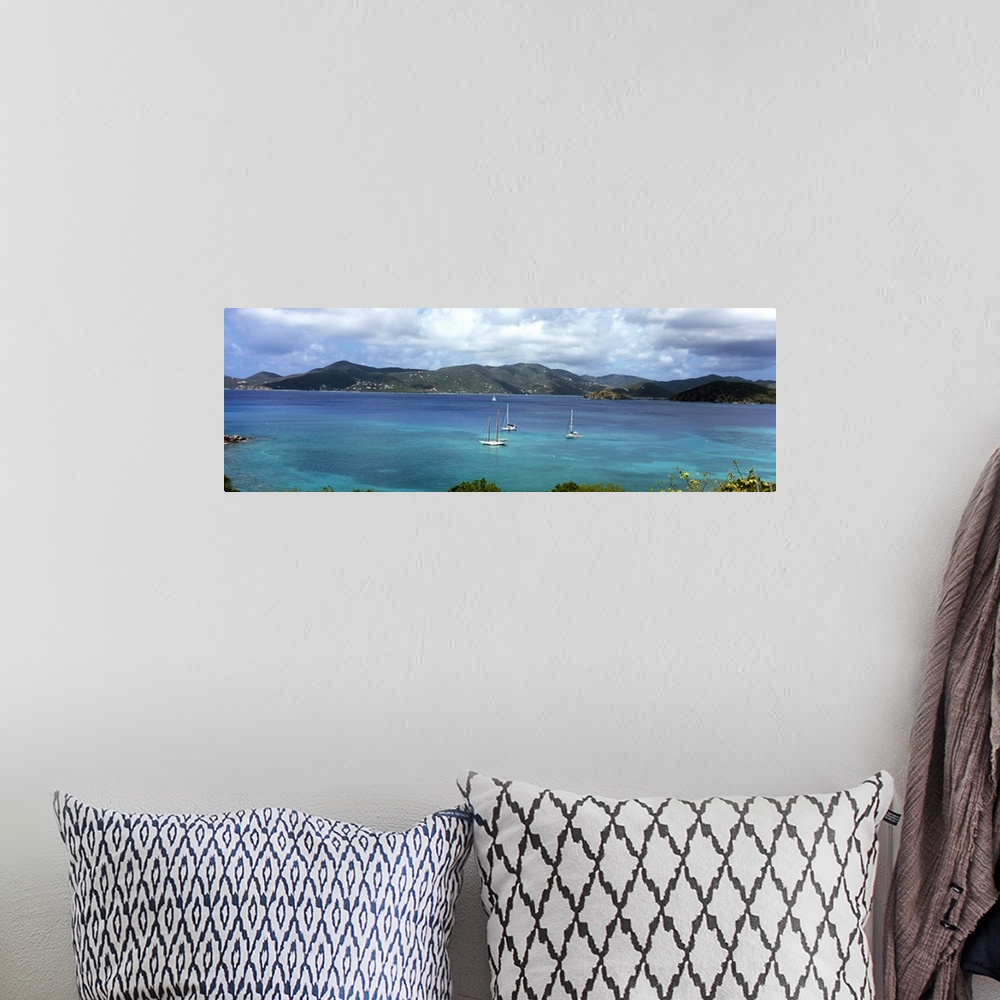 A bohemian room featuring Boats in the sea, Coral Bay, St. John, US Virgin Islands