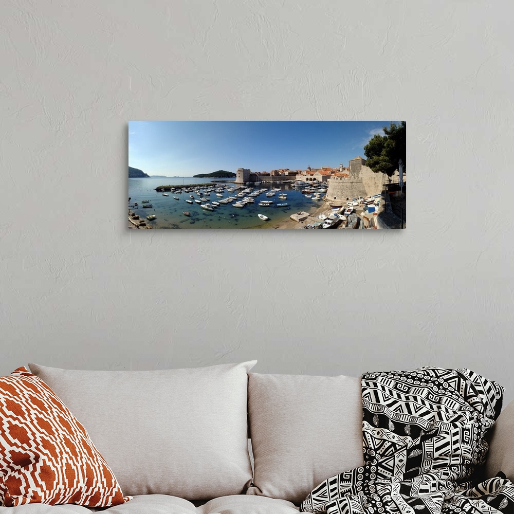 A bohemian room featuring Boats in the sea, Old City, Dubrovnik, Croatia