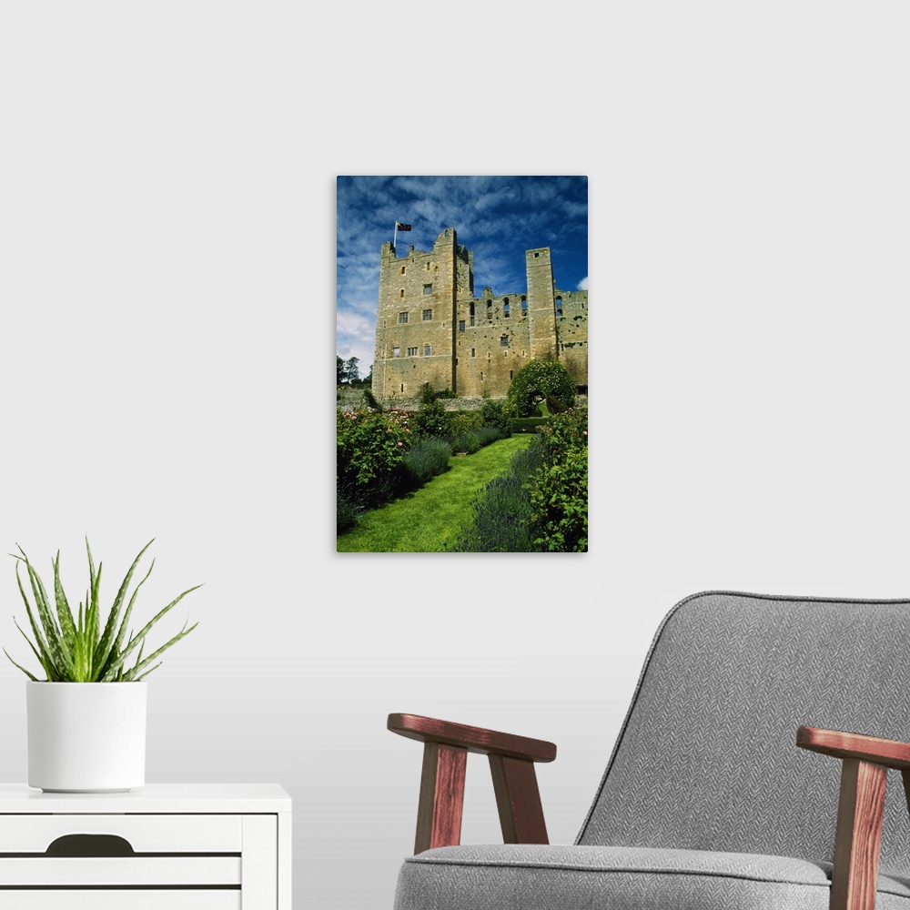 A modern room featuring Bolton Castle, Yorkshire Dales, England.