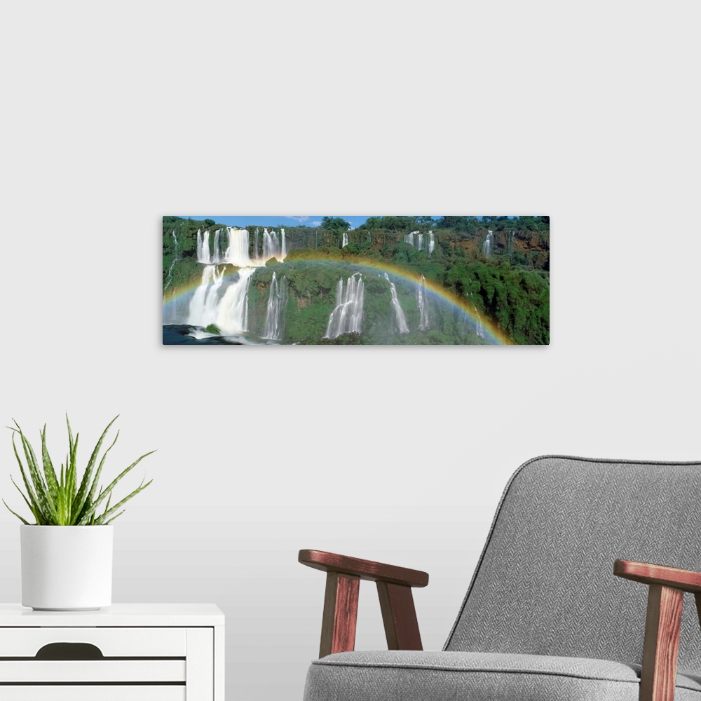 A modern room featuring Brazil, Iguacu National Park, Iguacu Falls, rainbow