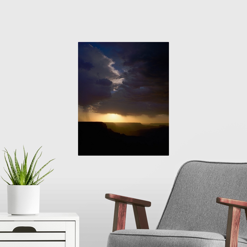 A modern room featuring Breaking storm at sunset over the Grand Canyon from Yaki Point on the South Rim, Grand Canyon Nat...