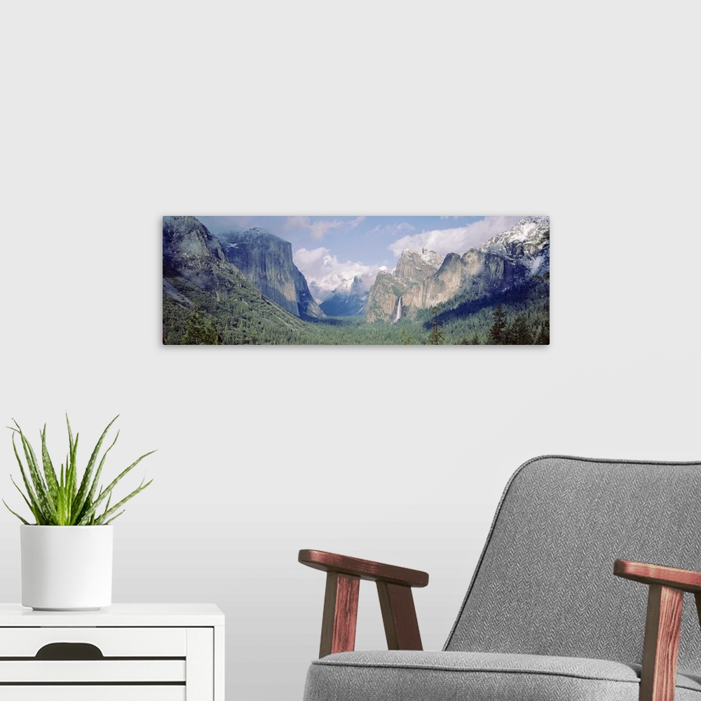 A modern room featuring Bridal Veil Falls El Capitan Yosemite National Park CA