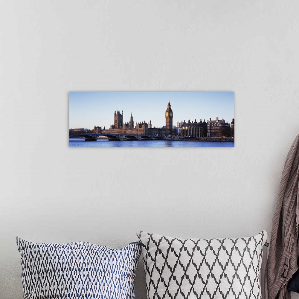 A bohemian room featuring Bridge across a river, Big Ben, Houses of Parliament, Thames River, Westminster Bridge, London, E...