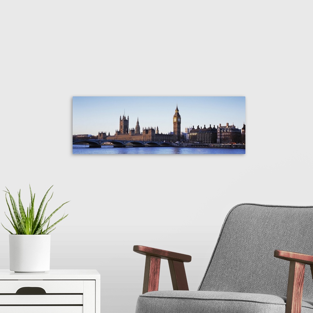 A modern room featuring Bridge across a river, Big Ben, Houses of Parliament, Thames River, Westminster Bridge, London, E...