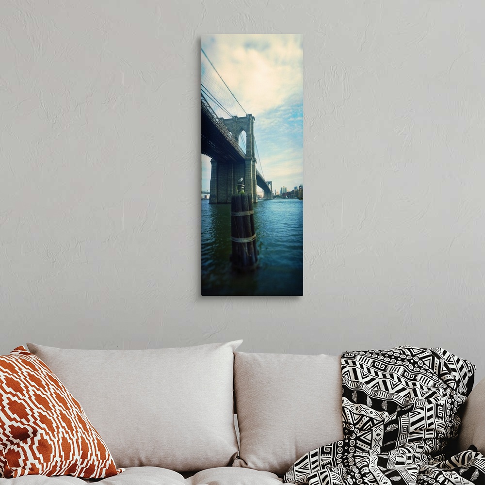 A bohemian room featuring Bridge across a river Brooklyn Bridge East River Brooklyn New York City New York State