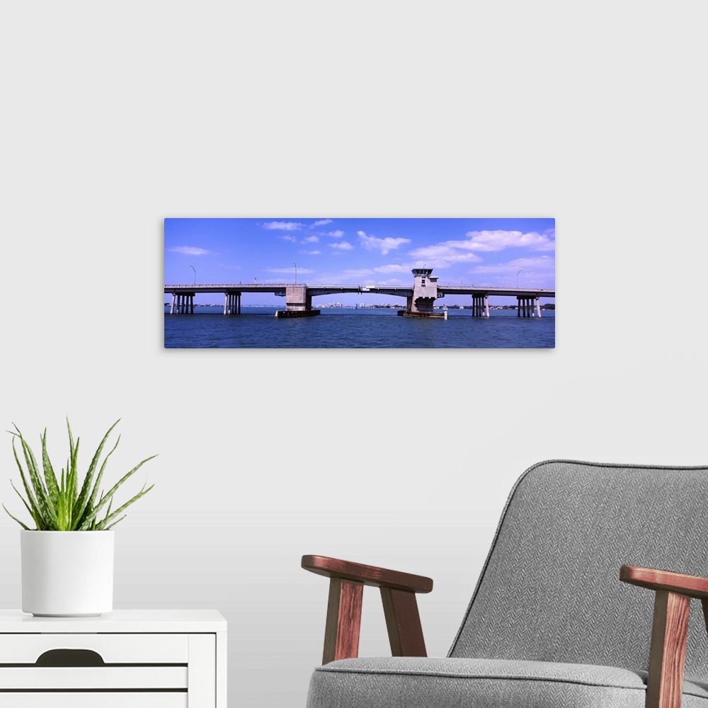 A modern room featuring Bridge across a river, Gulf Intracoastal Waterway, near Sarasota, Sarasota County, Florida