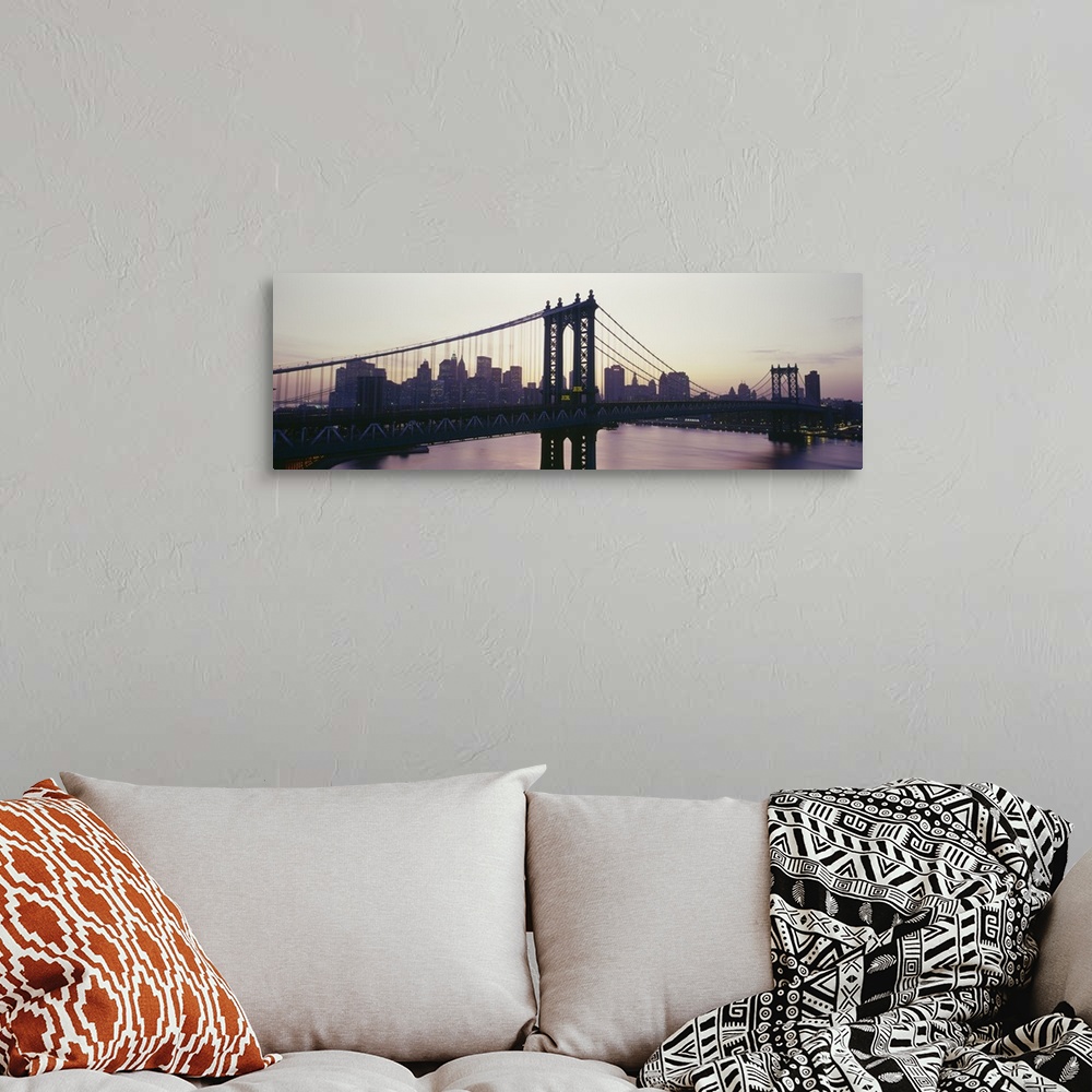 A bohemian room featuring Bridge across a river, Manhattan Bridge, East River, Manhattan, New York City, New York State