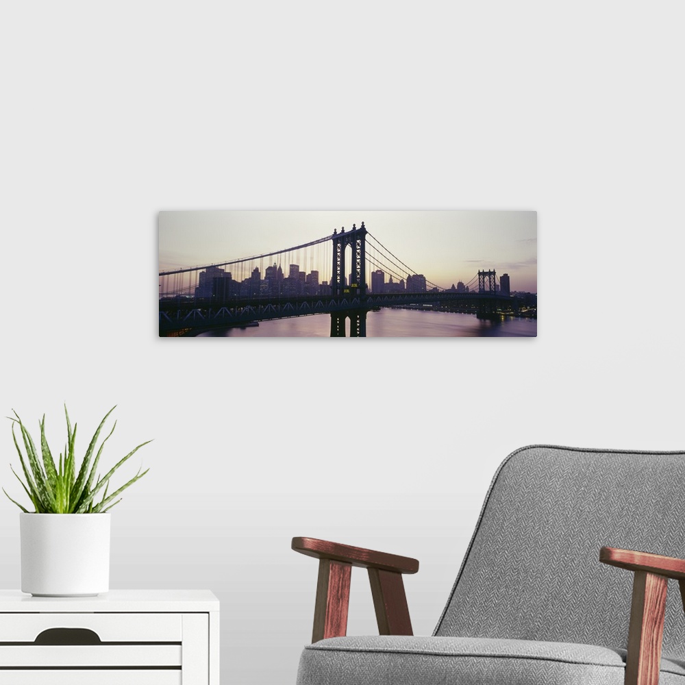 A modern room featuring Bridge across a river, Manhattan Bridge, East River, Manhattan, New York City, New York State