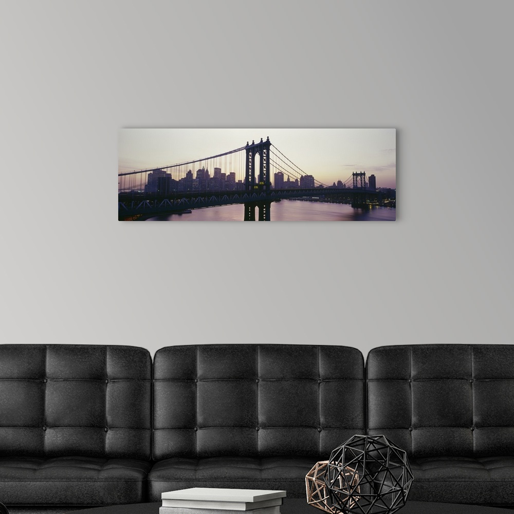 A modern room featuring Bridge across a river, Manhattan Bridge, East River, Manhattan, New York City, New York State
