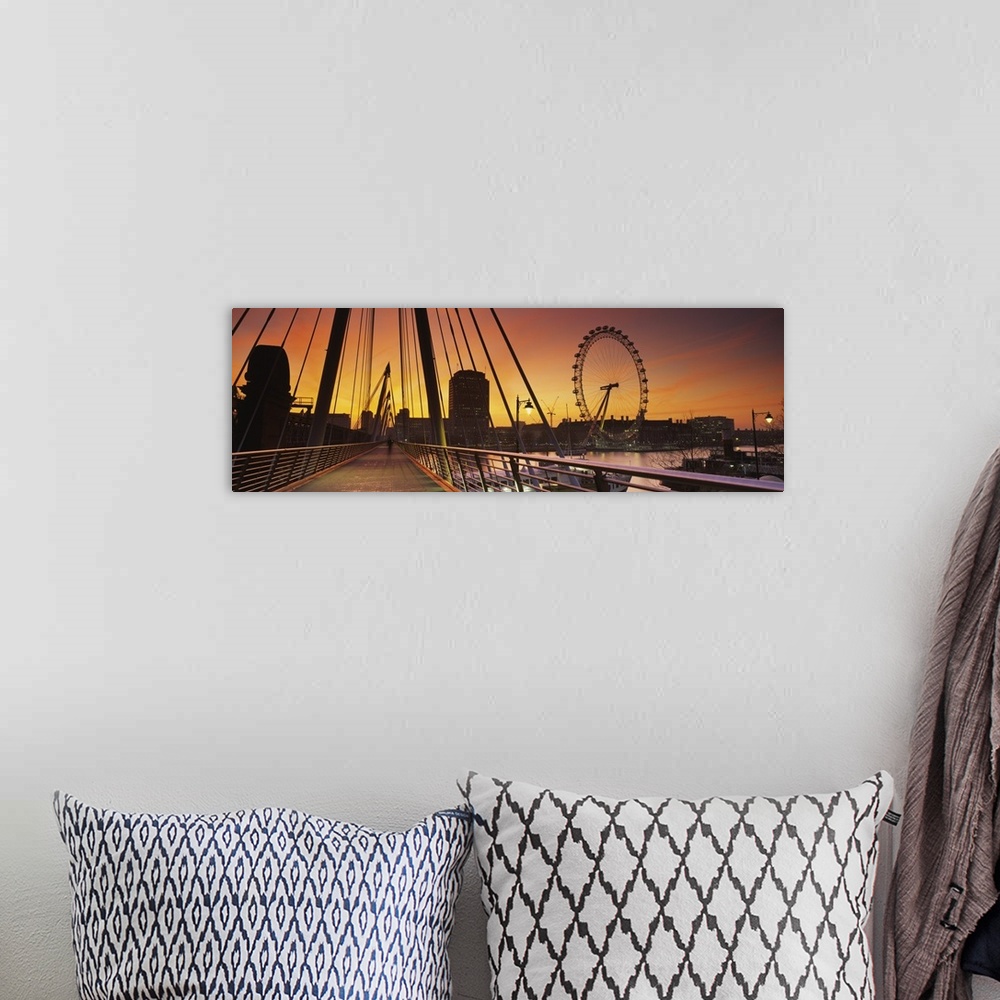 A bohemian room featuring Bridge across a river with a ferris wheel in the background Golden Jubilee Bridge Thames River Mi...