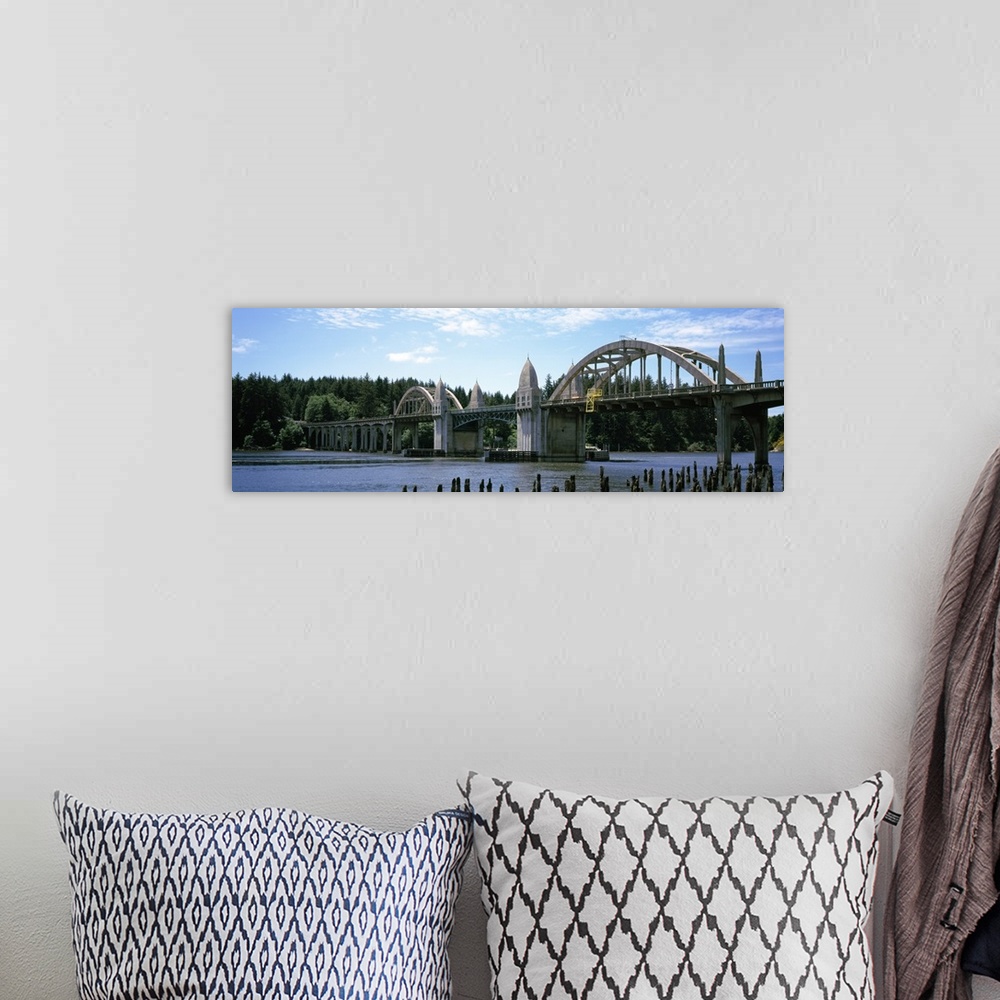 A bohemian room featuring Bridge across the river Siuslaw River Bridge Siuslaw River Florence Oregon