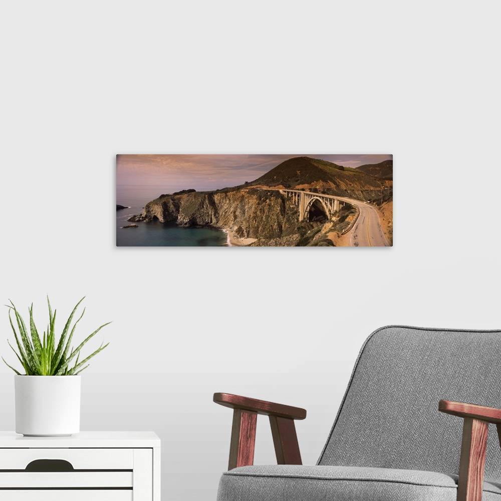 A modern room featuring Bridge on a hill, Bixby Bridge, Big Sur, California,