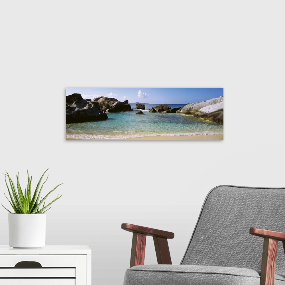 A modern room featuring British Virgin Islands, Virgin Gorda, Rock on the beach