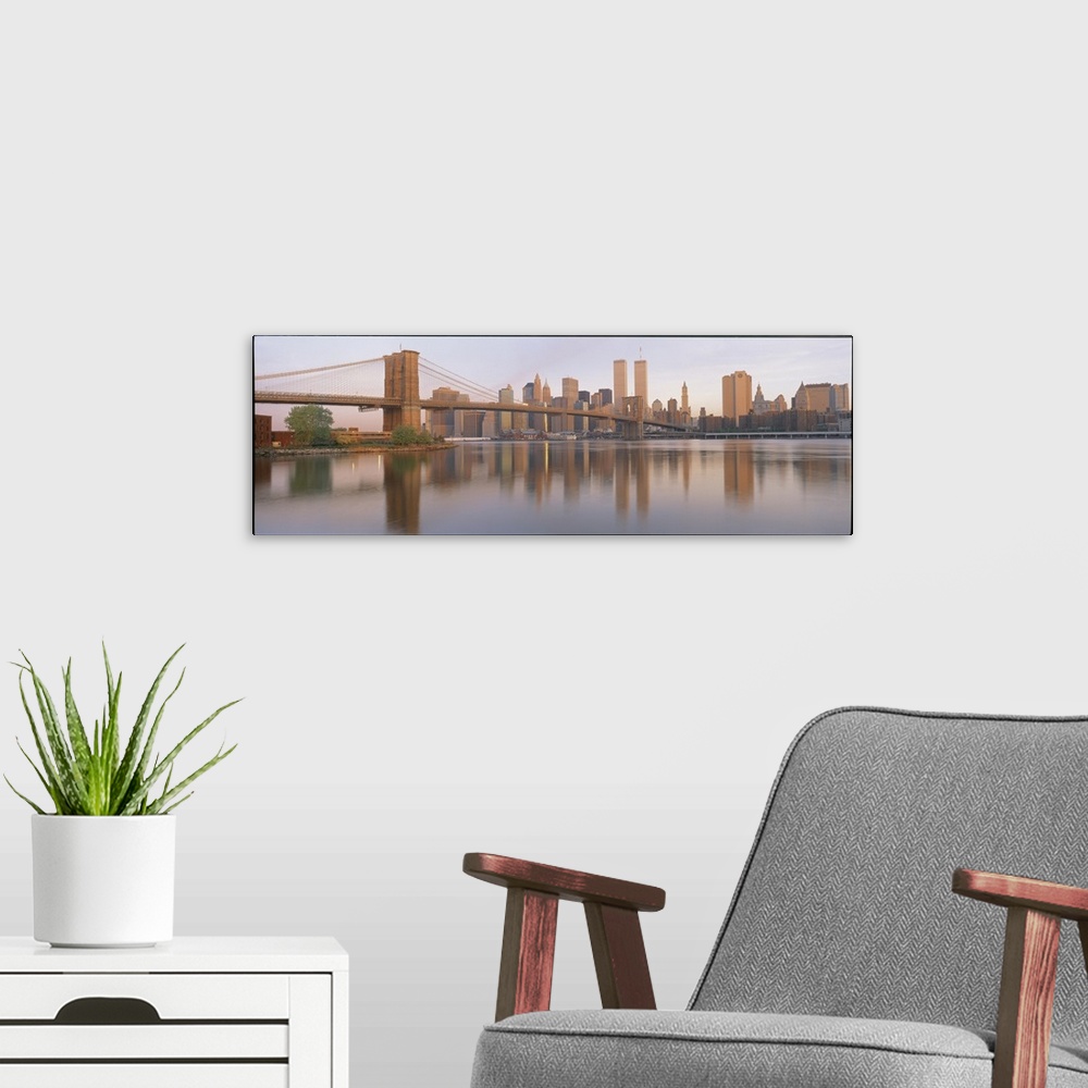 A modern room featuring Panoramic photograph shows a landmark overpass in the Northeastern United States set in front of ...