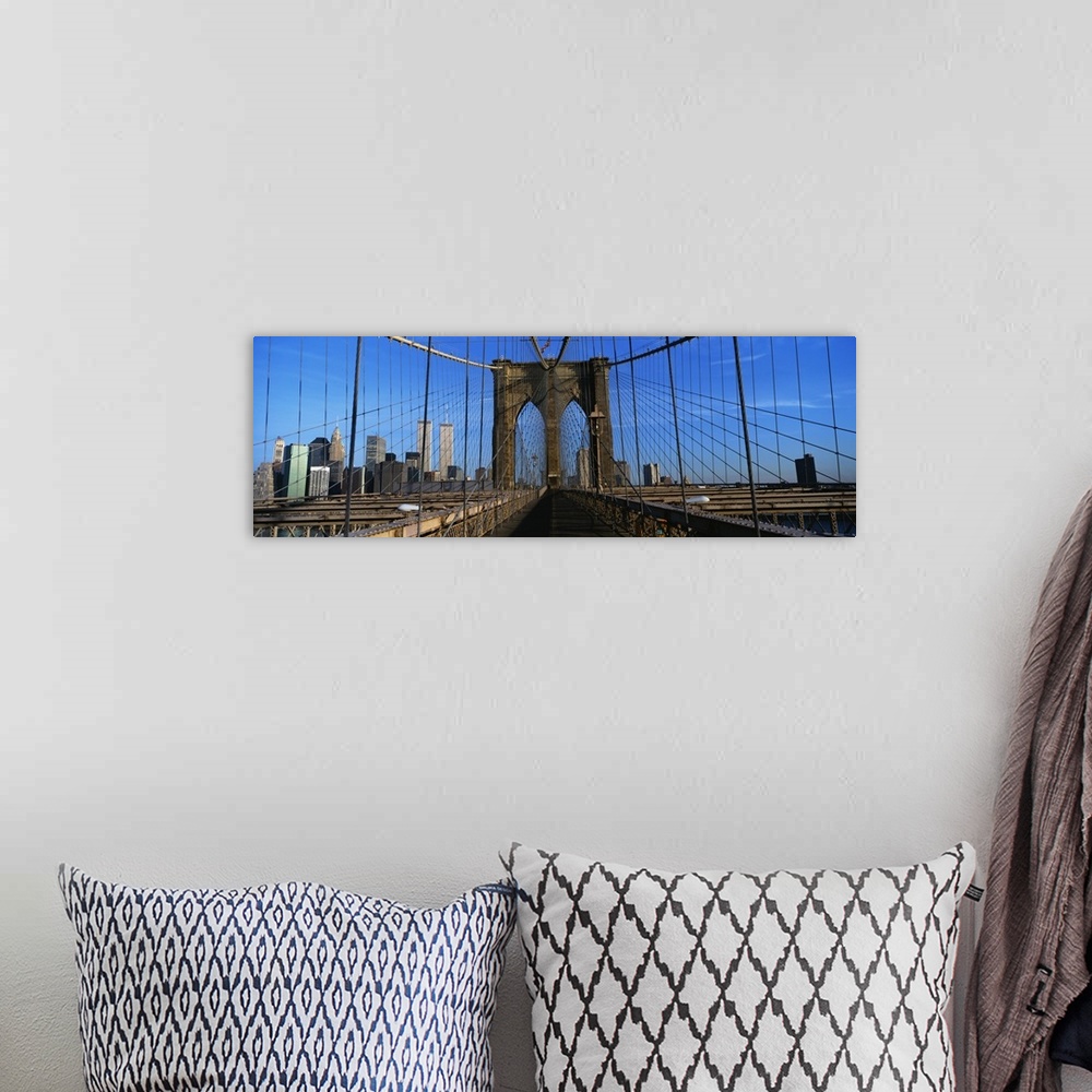 A bohemian room featuring Brooklyn Bridge New York City NY