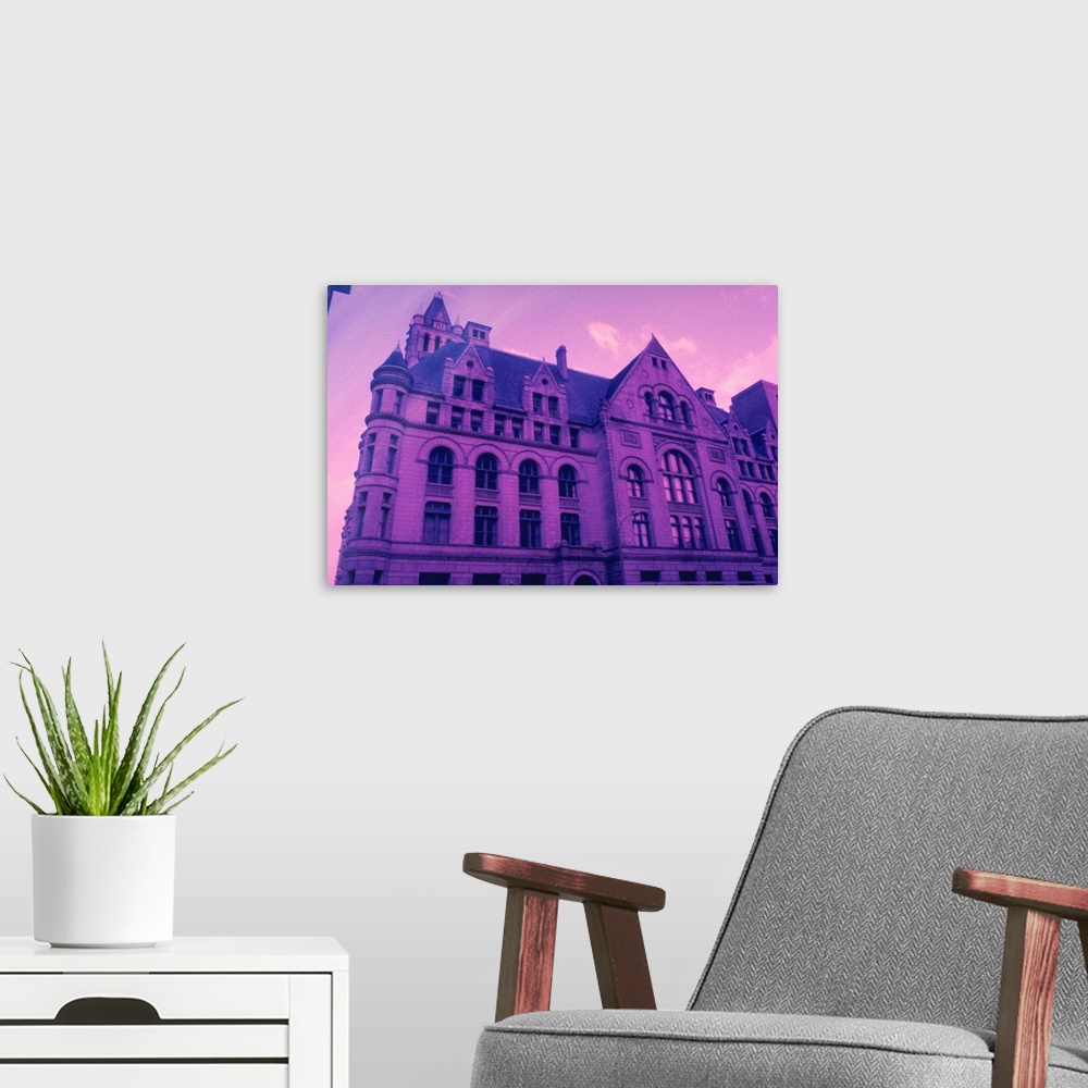 A modern room featuring Building in Purple Light, Milwaukee, USA