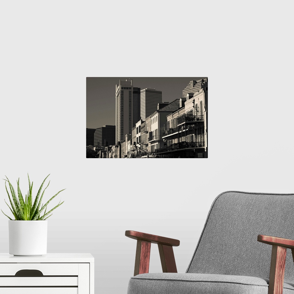A modern room featuring Buildings along a street, French Quarter, New Orleans, Louisiana, USA