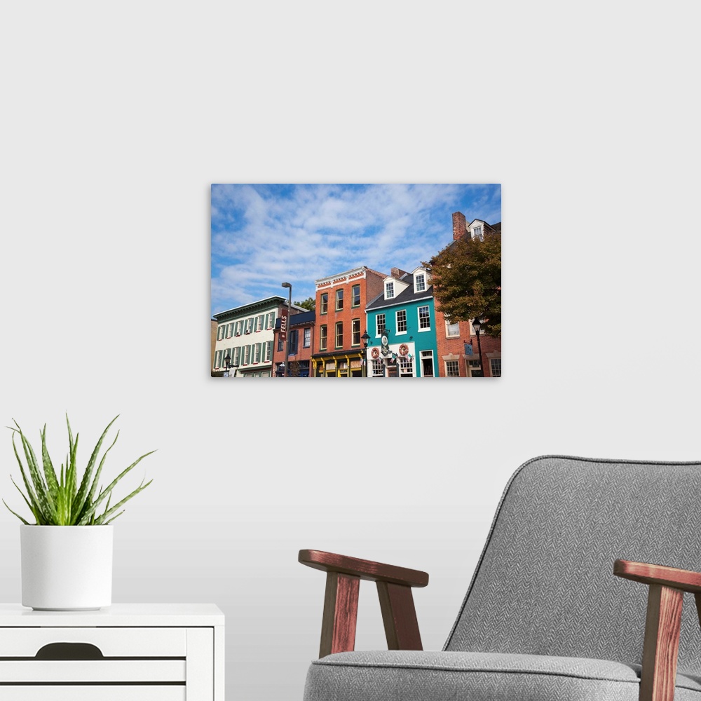 A modern room featuring Buildings along a street, Thames Street, Fells Point, Baltimore, Maryland