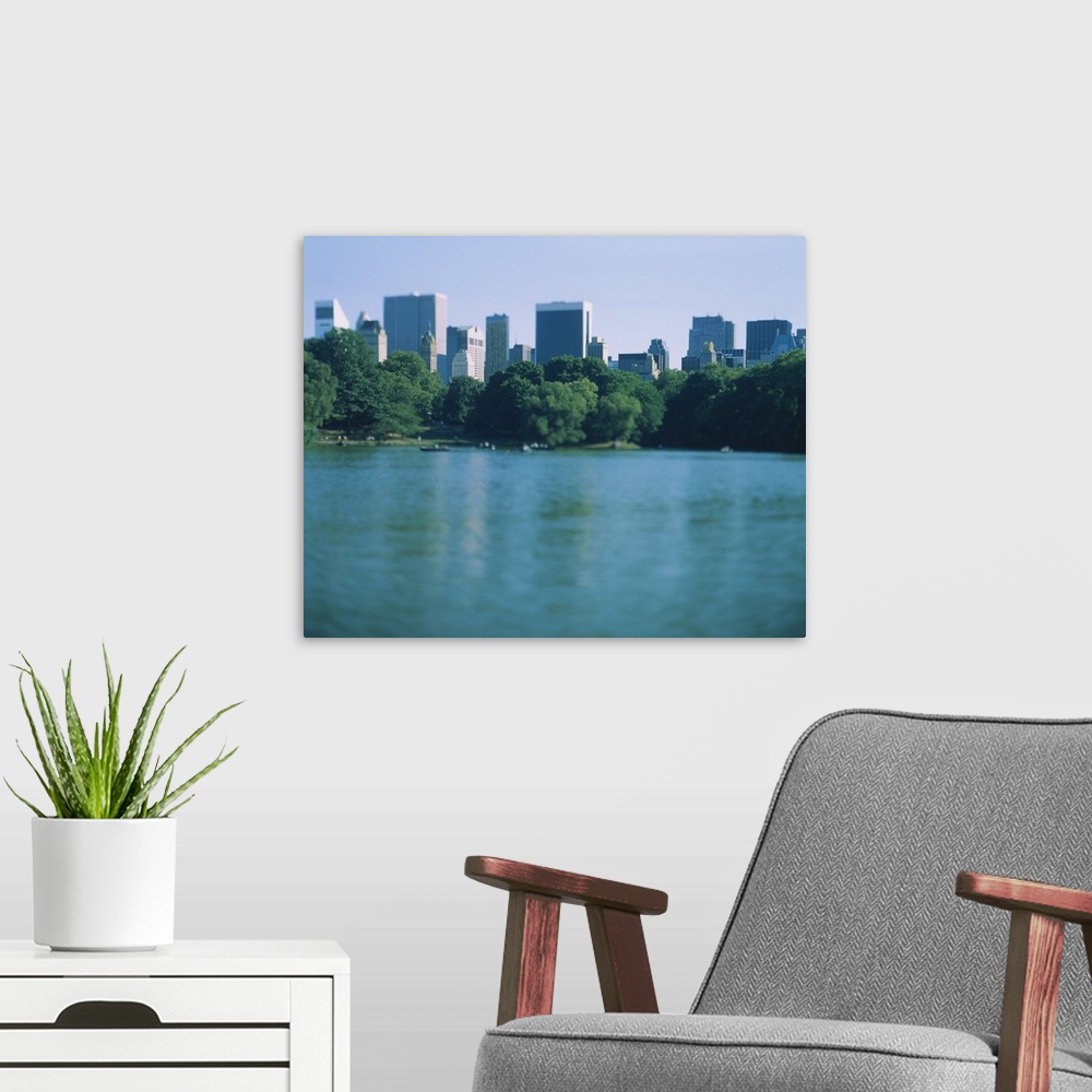 A modern room featuring Buildings and trees at the waterfront, Central Park, Manhattan, New York City, New York State