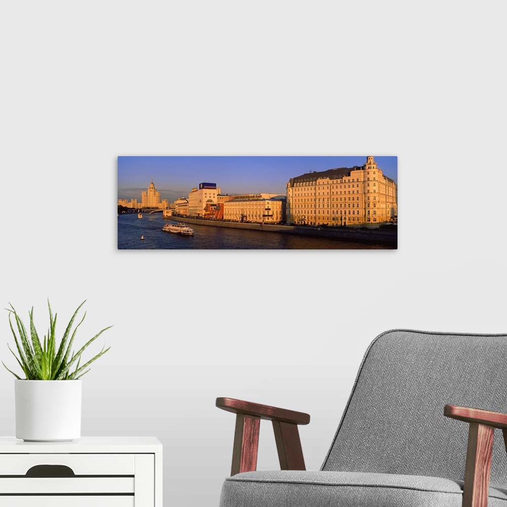 A modern room featuring Buildings at the riverside, Moskva River, Moscow, Russia