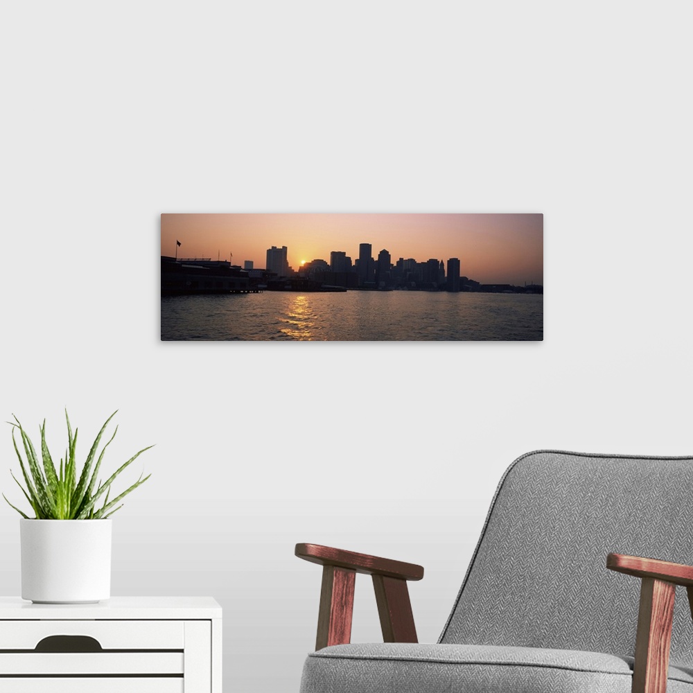 A modern room featuring Buildings at the waterfront, Boston Harbor, Boston, Suffolk County, Massachusetts