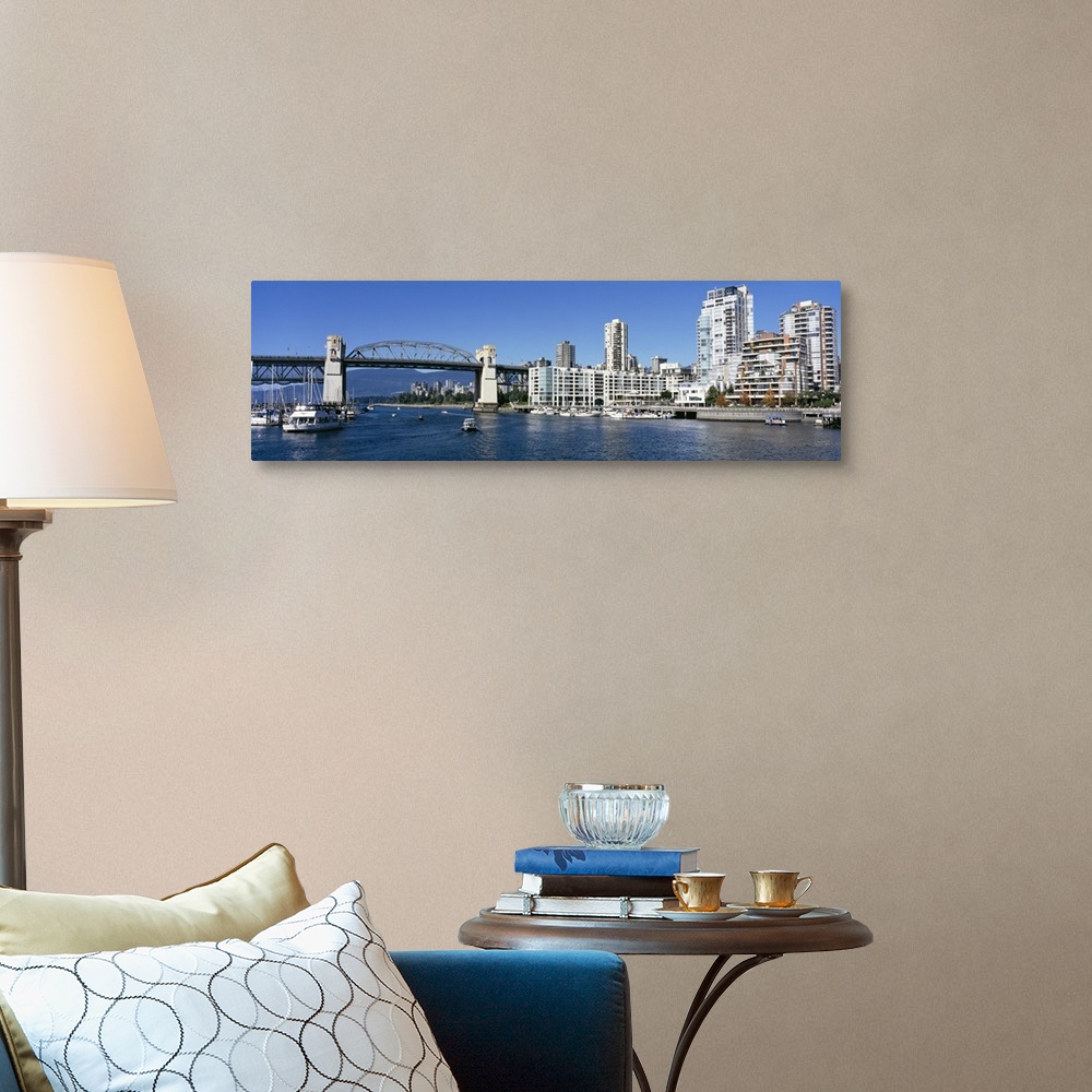 A traditional room featuring Buildings at the waterfront, Burrard Street Bridge, Vancouver, British Columbia, Canada