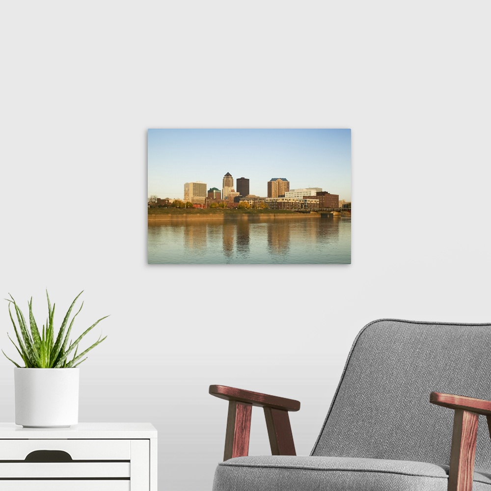 A modern room featuring Buildings at the waterfront, Des Moines River, Des Moines, Iowa