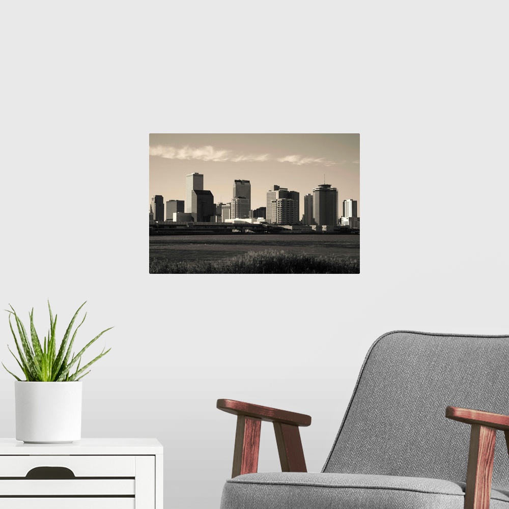 A modern room featuring Buildings at the waterfront, Mississippi River, New Orleans, Louisiana, USA