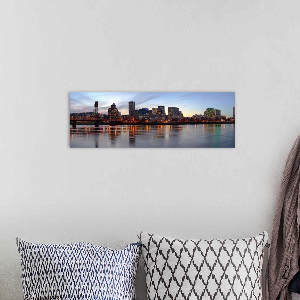 A bohemian room featuring Buildings at the waterfront, Portland, Multnomah County, Oregon