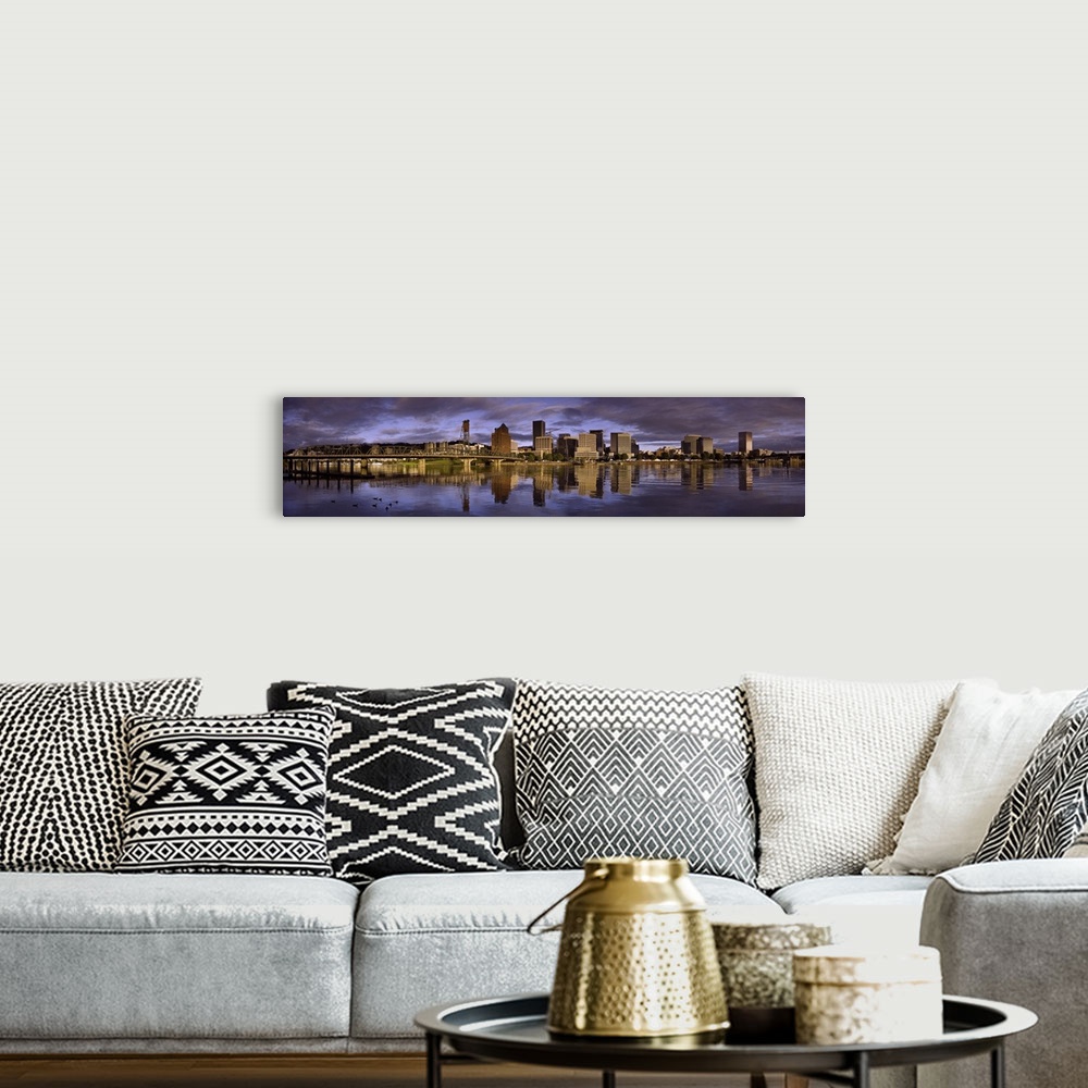A bohemian room featuring Buildings at the waterfront, Portland, Oregon,