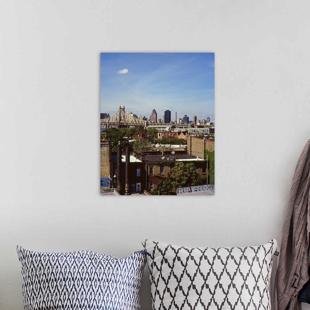 A bohemian room featuring Buildings in a city, Brooklyn, New York City, New York State, USA