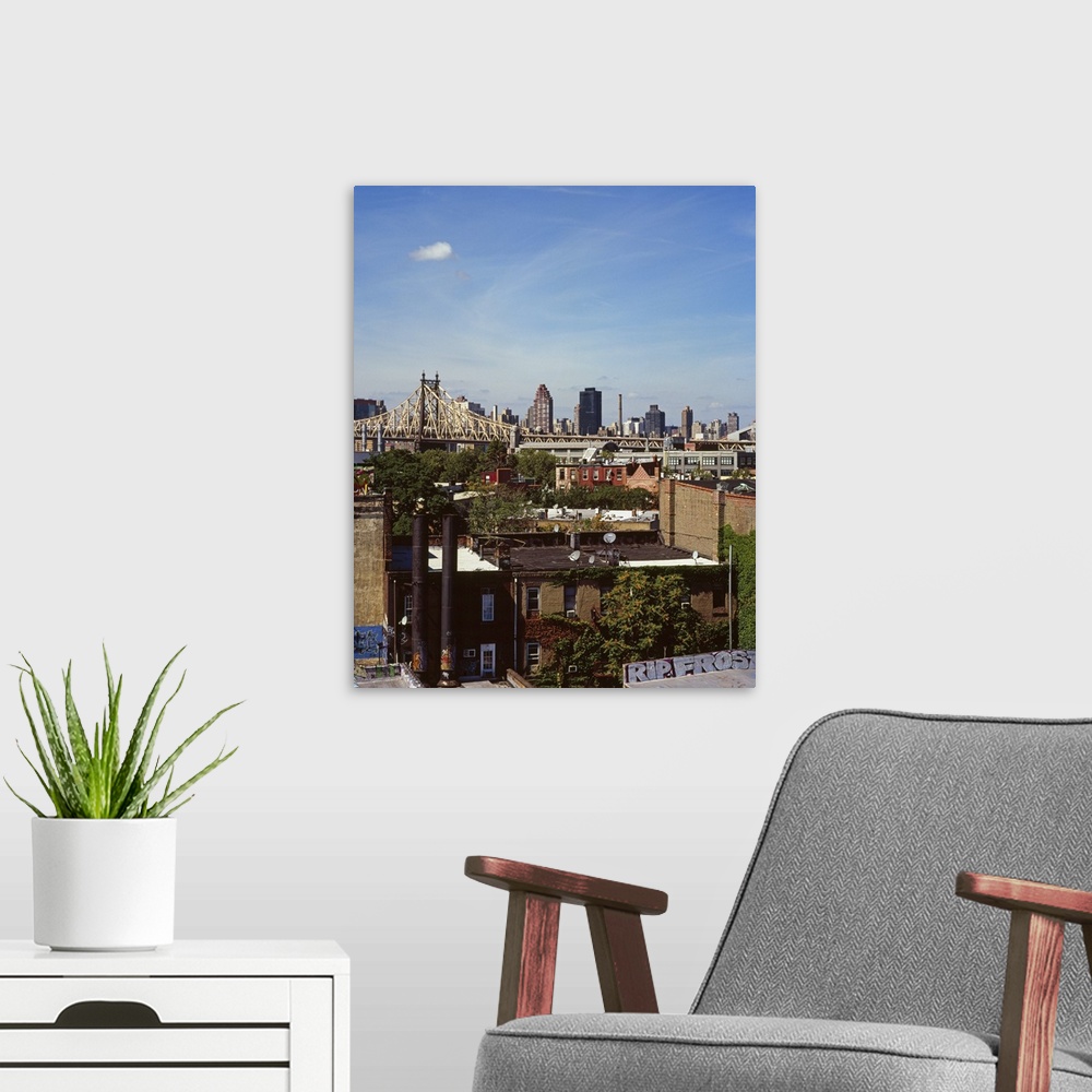 A modern room featuring Buildings in a city, Brooklyn, New York City, New York State, USA