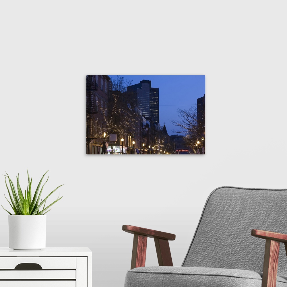 A modern room featuring Buildings in a city, Hanover Street, North End, Boston, Massachusetts, USA