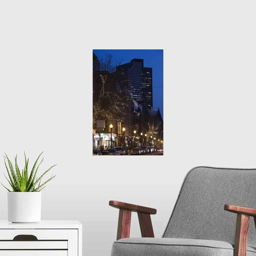 A modern room featuring Buildings in a city, Hanover Street, North End, Boston, Massachusetts, USA