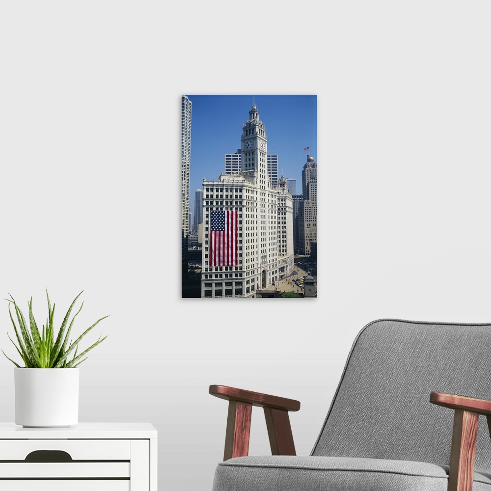 A modern room featuring Buildings in a city, Wrigley Building, Chicago, Illinois