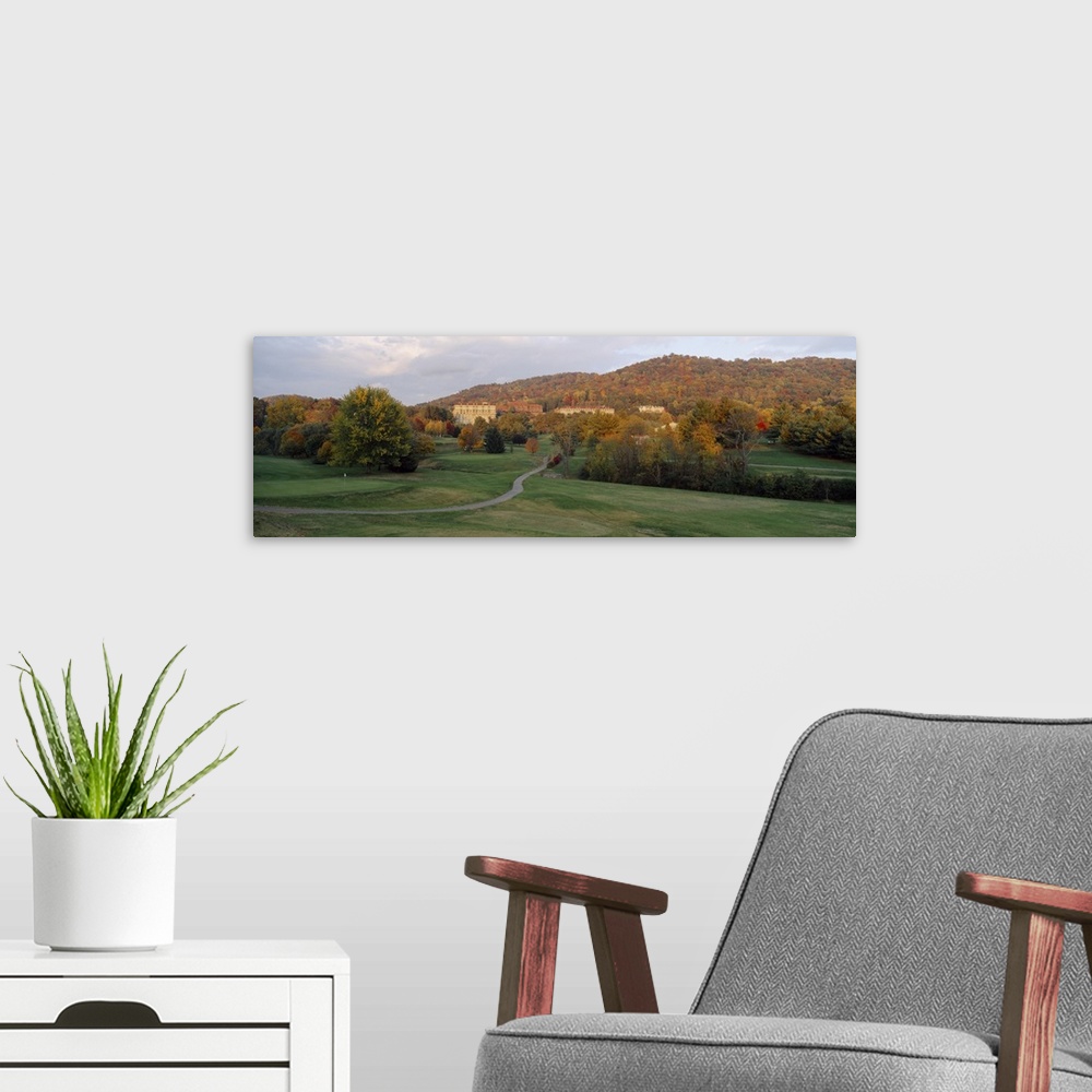 A modern room featuring Buildings on a hill, Grove Park Inn, Asheville, Buncombe County, North Carolina