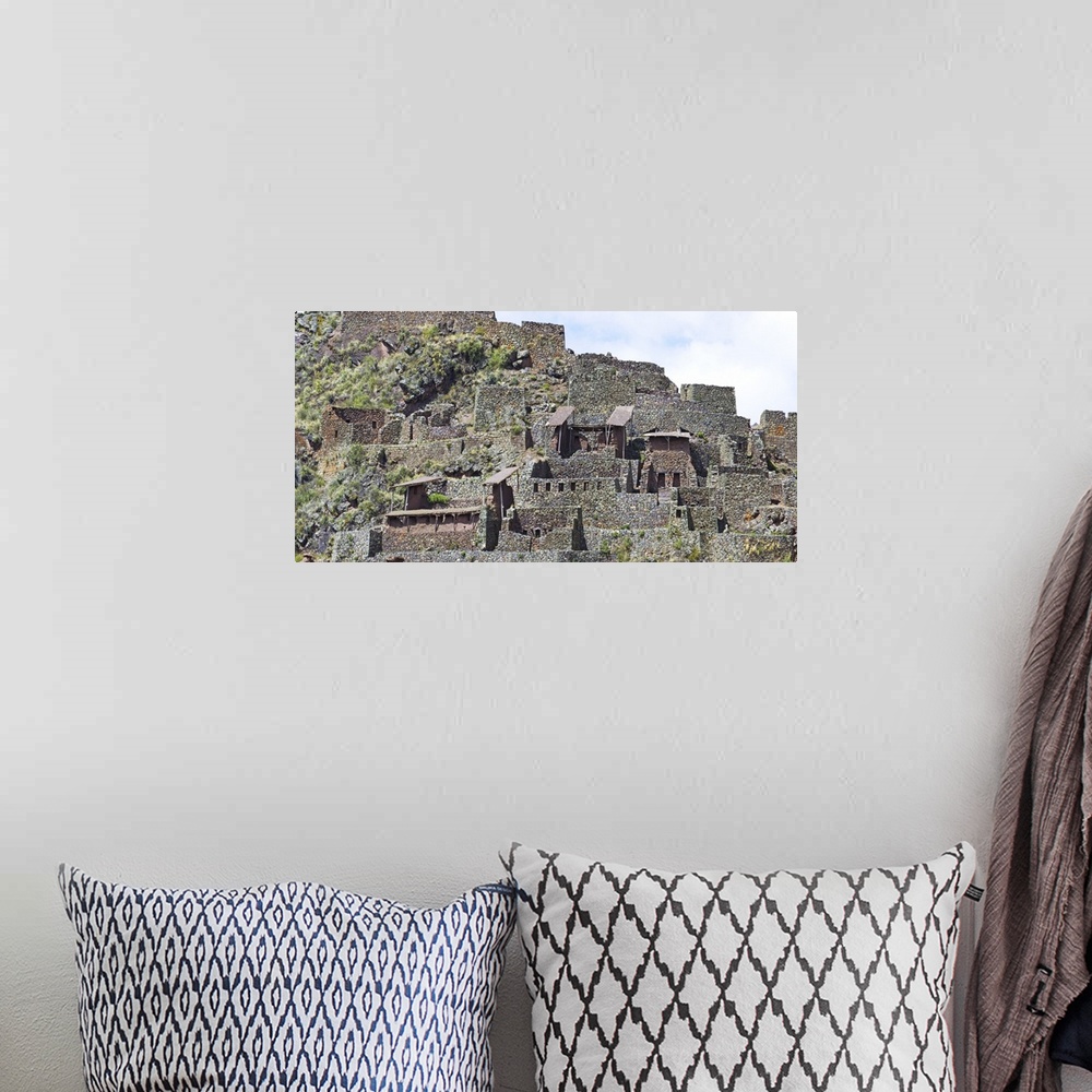A bohemian room featuring Buildings on a hill, Pisac, Sacred Valley of the Incas, Andes Mountains, Urubamba Valley, Cuzco, ...