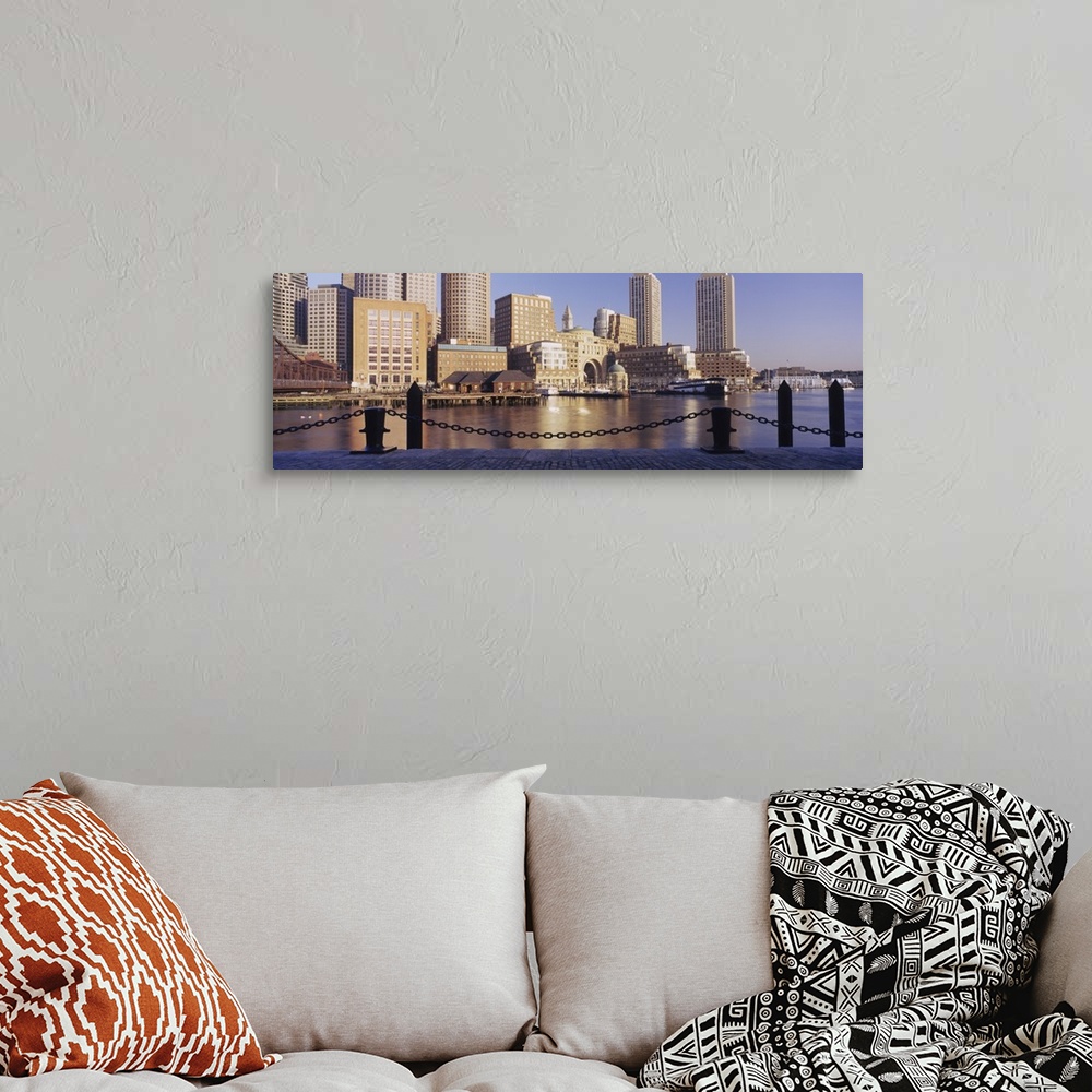 A bohemian room featuring Buildings on the waterfront, Boston, Massachusetts