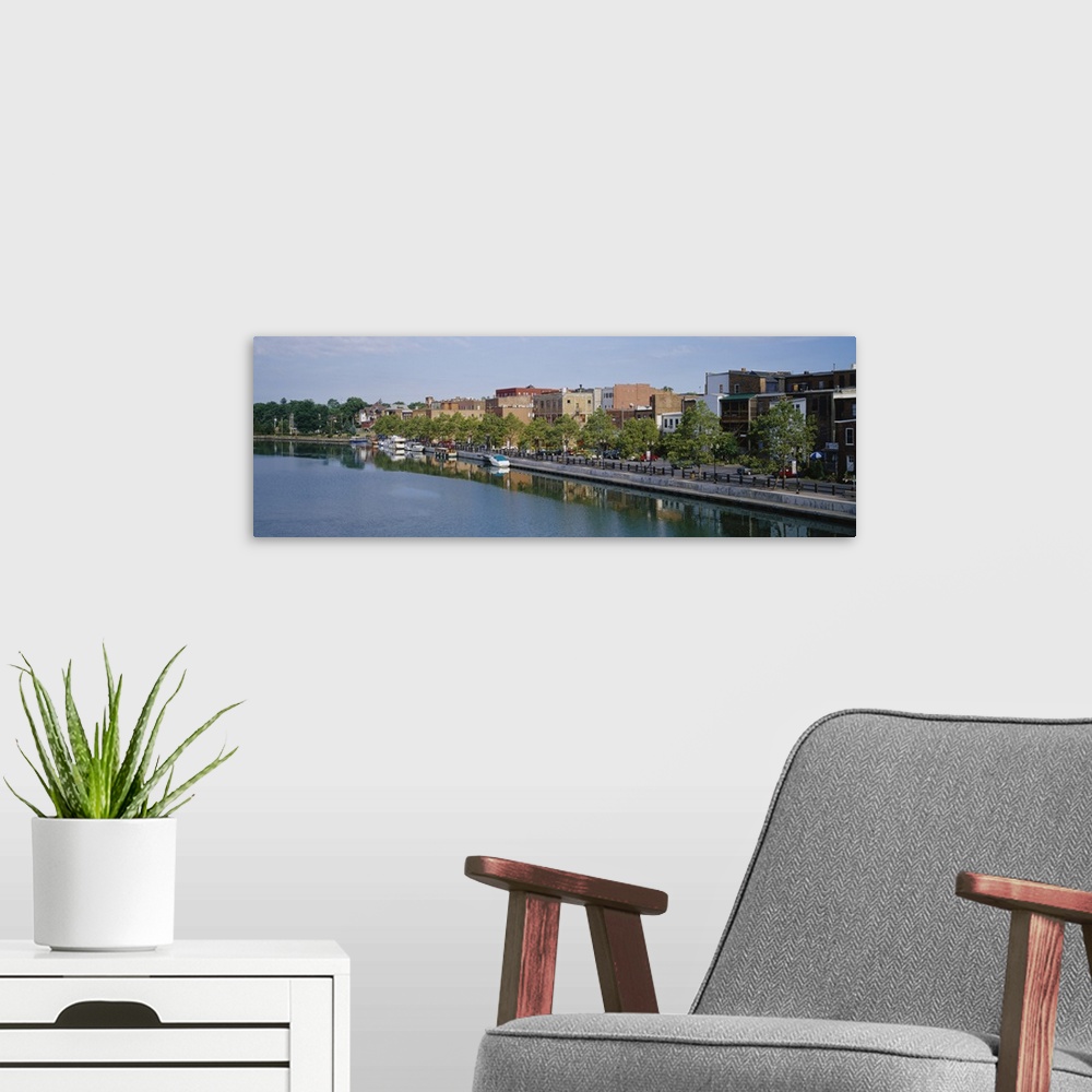 A modern room featuring Buildings on the waterfront, Cayuga-Seneca Canal, Seneca Falls, New York State