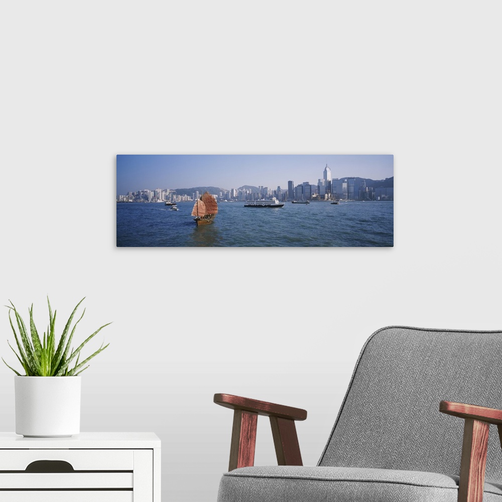 A modern room featuring Buildings on the waterfront, Kowloon, Hong Kong, China