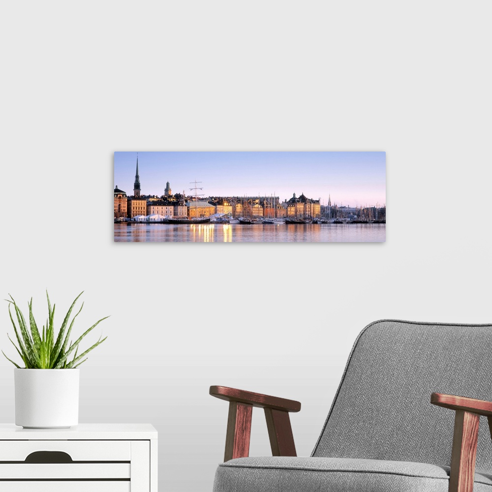 A modern room featuring Buildings on the waterfront, Old Town, Stockholm, Sweden