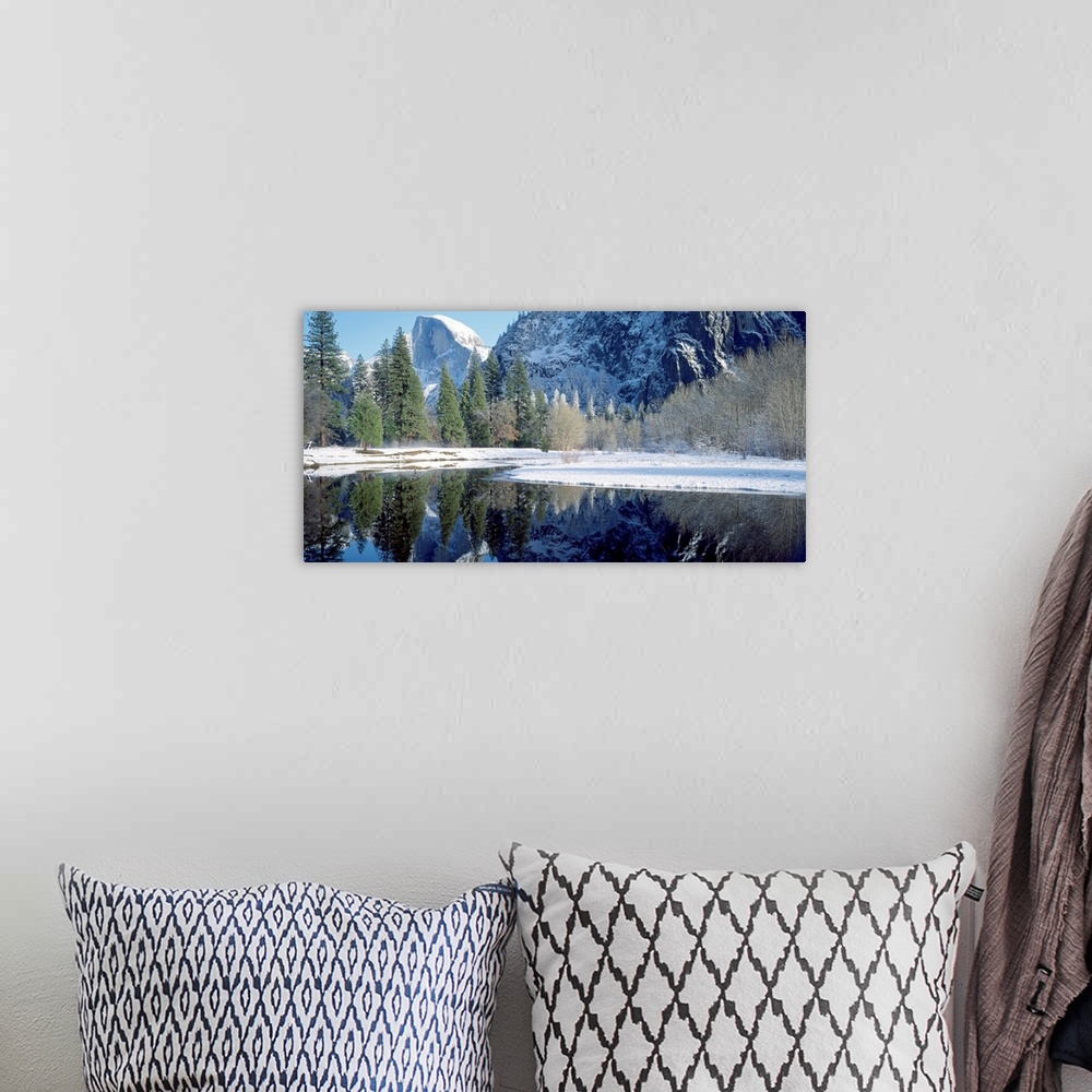 A bohemian room featuring CA, Yosemite National Park, Half Dome and Merced River in Winter
